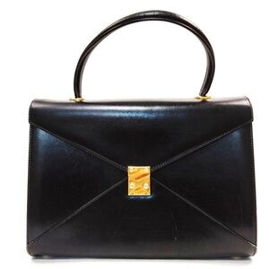 Bally Elegant Black Handbag with Gold Accents👝